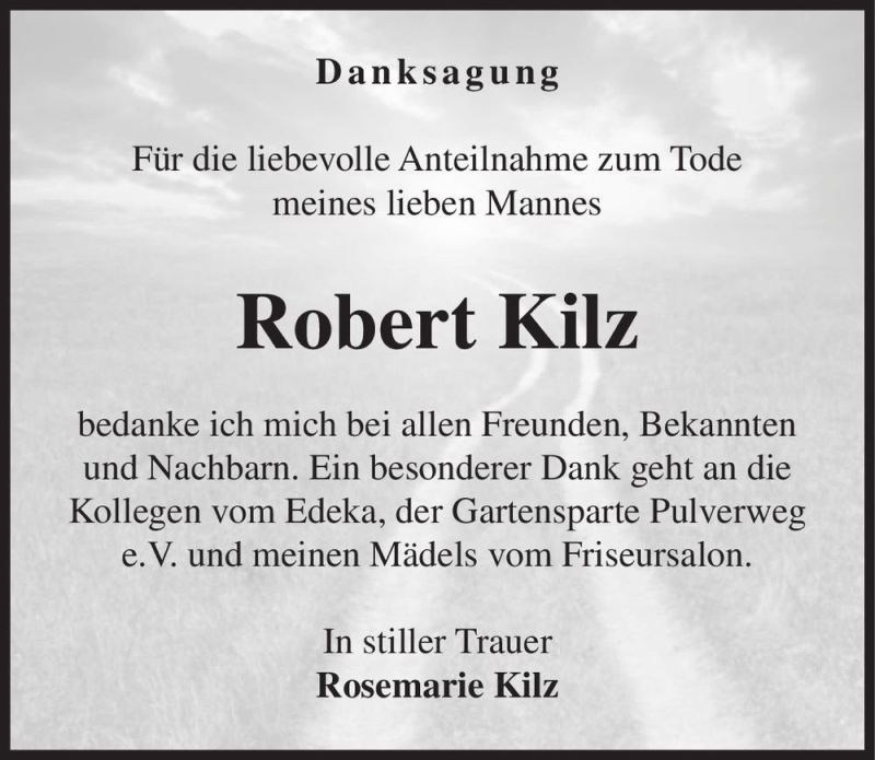  Traueranzeige für Robert Kilz  vom 10.07.2021 aus Magdeburger Volksstimme