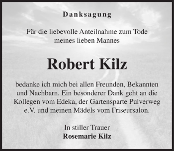 Traueranzeige von Robert Kilz  von Magdeburger Volksstimme