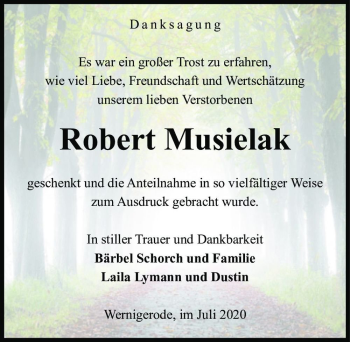 Traueranzeige von Robert Musielak  von Magdeburger Volksstimme