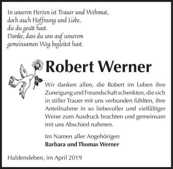 Traueranzeige von Robert Werner  von Magdeburger Volksstimme