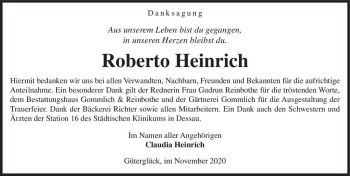 Traueranzeige von Roberto Heinrich  von Magdeburger Volksstimme