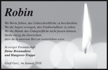 Traueranzeige von Robin  von Magdeburger Volksstimme