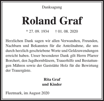 Traueranzeige von Roland Graf  von Magdeburger Volksstimme
