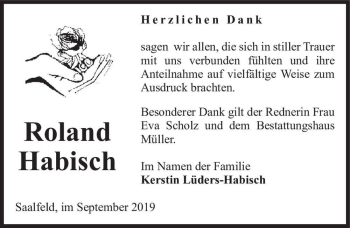 Traueranzeige von Roland Habisch  von Magdeburger Volksstimme
