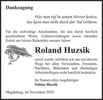 Traueranzeige von Roland Huzsik  von Magdeburger Volksstimme