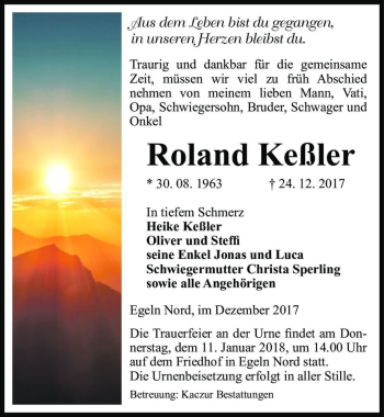 Traueranzeige von Roland Keßler  von Magdeburger Volksstimme