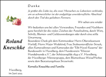 Traueranzeige von Roland Kneschke  von Magdeburger Volksstimme