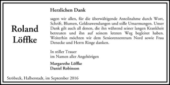 Traueranzeige von Roland Löffke  von Magdeburger Volksstimme