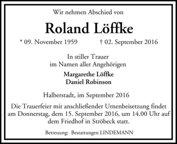 Traueranzeige von Roland Löffke  von Magdeburger Volksstimme