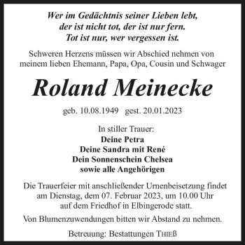 Traueranzeige von Roland Meinecke  von Magdeburger Volksstimme