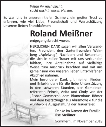 Traueranzeige von Roland Meißner  von Magdeburger Volksstimme