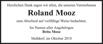 Traueranzeige von Roland Mooz  von Magdeburger Volksstimme