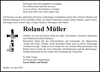Traueranzeige von Roland Müller  von Magdeburger Volksstimme