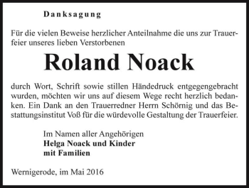 Traueranzeige von Roland Noack  von Magdeburger Volksstimme