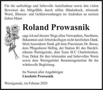 Traueranzeige von Roland Prowasnik  von Magdeburger Volksstimme