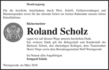 Traueranzeige von Roland Scholz  von Magdeburger Volksstimme