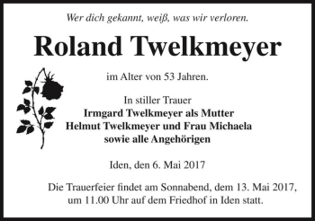 Traueranzeige von Roland Twelkmeyer  von Magdeburger Volksstimme