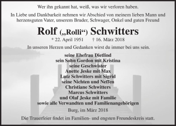 Traueranzeige von Rolf (,,Rolli