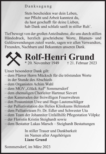 Traueranzeige von Rolf-Henri Grund  von Magdeburger Volksstimme