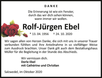 Traueranzeige von Rolf-Jürgen Ebel  von Magdeburger Volksstimme