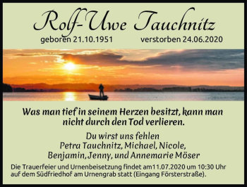 Traueranzeige von Rolf-Uwe Tauchnitz  von Magdeburger Volksstimme
