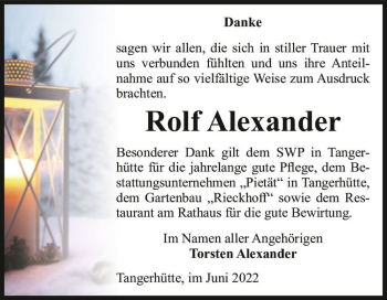 Traueranzeige von Rolf Alexander  von Magdeburger Volksstimme