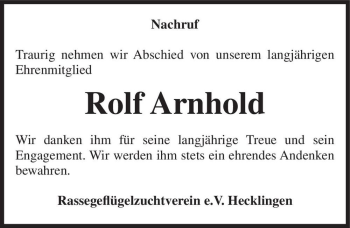 Traueranzeige von Rolf Arnhold  von Magdeburger Volksstimme
