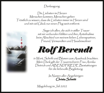 Traueranzeige von Rolf Berendt  von Magdeburger Volksstimme