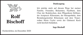 Traueranzeige von Rolf Bischoff  von Magdeburger Volksstimme