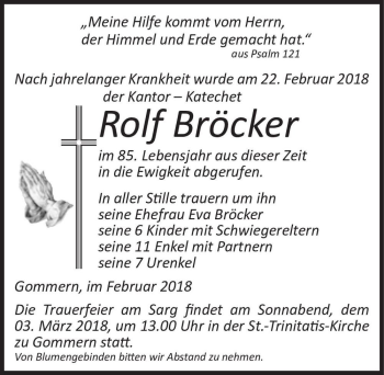 Traueranzeige von Rolf Bröcker  von Magdeburger Volksstimme