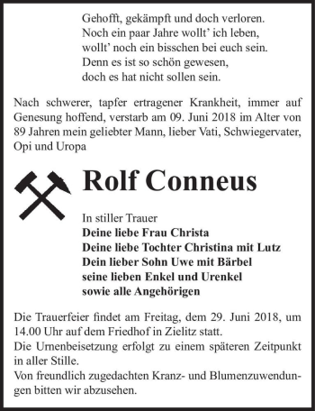 Traueranzeige von Rolf Conneus  von Magdeburger Volksstimme