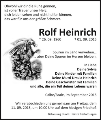 Traueranzeige von Rolf Heinrich  von Magdeburger Volksstimme