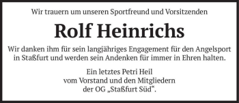 Traueranzeige von Rolf Heinrichs  von Magdeburger Volksstimme