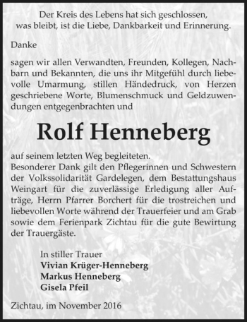 Traueranzeige von Rolf Henneberg  von Magdeburger Volksstimme