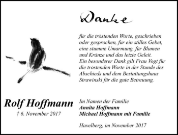 Traueranzeige von Rolf Hoffmann  von Magdeburger Volksstimme