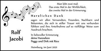 Traueranzeige von Rolf Jacobi  von Magdeburger Volksstimme