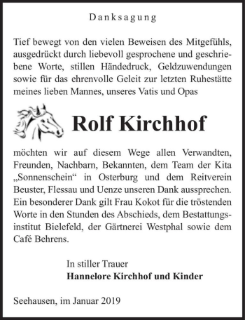 Traueranzeige von Rolf Kirchhof  von Magdeburger Volksstimme