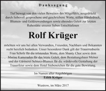Traueranzeige von Rolf Krüger  von Magdeburger Volksstimme