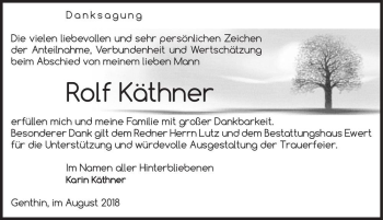Traueranzeige von Rolf Käthner  von Magdeburger Volksstimme