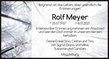 Traueranzeige von Rolf Meyer  von Magdeburger Volksstimme