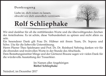 Traueranzeige von Rolf Schliephake  von Magdeburger Volksstimme