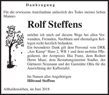 Traueranzeige von Rolf Steffens  von Magdeburger Volksstimme