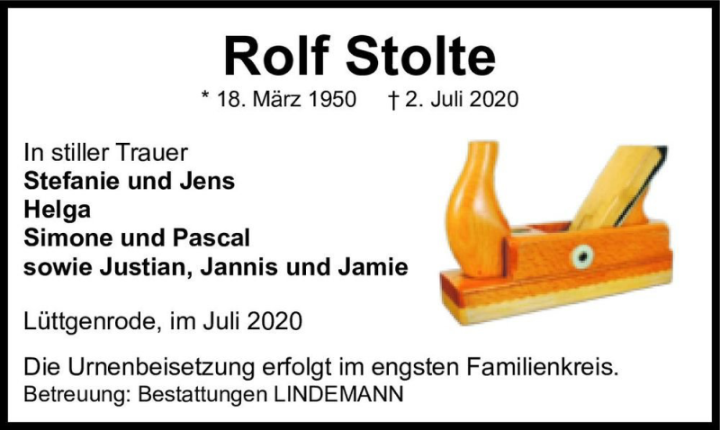  Traueranzeige für Rolf Stolte  vom 11.07.2020 aus Magdeburger Volksstimme