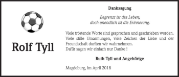 Traueranzeige von Rolf Tyll  von Magdeburger Volksstimme