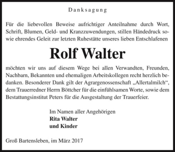 Traueranzeige von Rolf Walter  von Magdeburger Volksstimme