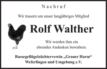 Traueranzeige von Rolf Walther  von Magdeburger Volksstimme