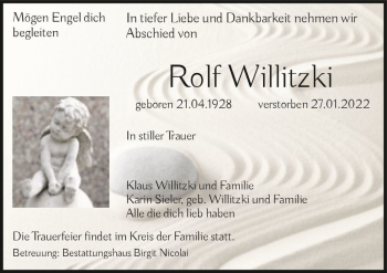 Traueranzeige von Rolf Willitzki  von Magdeburger Volksstimme