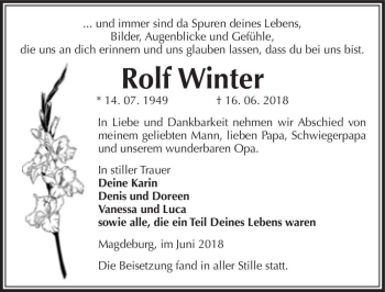 Traueranzeige von Rolf Winter  von Magdeburger Volksstimme