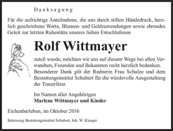 Traueranzeige von Rolf Wittmayer  von Magdeburger Volksstimme