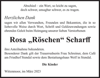 Traueranzeige von Rosa 